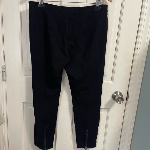 Eileen Fisher Ankle Zip Ponte Slim Pants Size Medium Pull On Elastic Waist Black - Picture 5 of 11